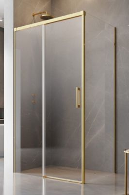 Душевой уголок 100X100 с раздвижной дверью Idea Gold KDJ золото