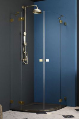 Радиальный душевой уголок 100X100 Essenza Pro Gold PDD золото