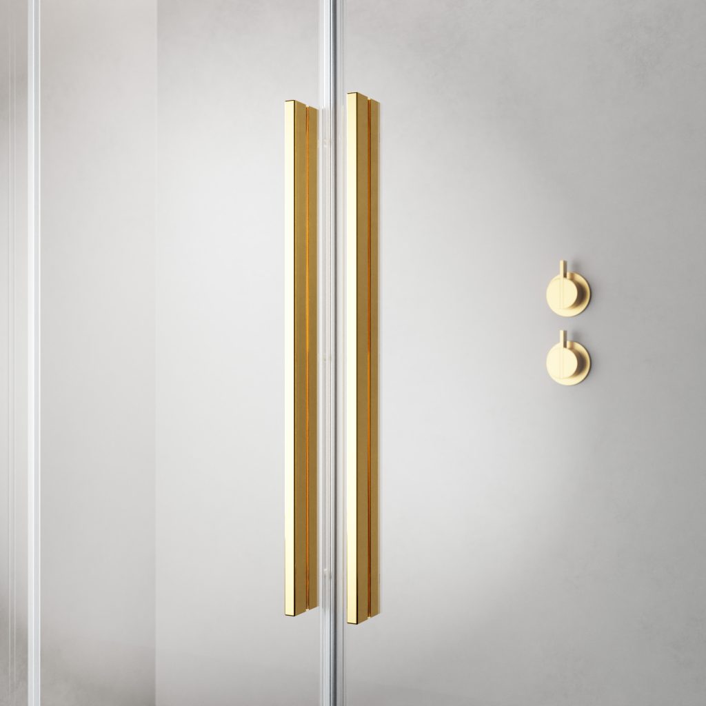 Раздвижная душевая дверь 140 см FURO Gold DWD 140 профиль золото