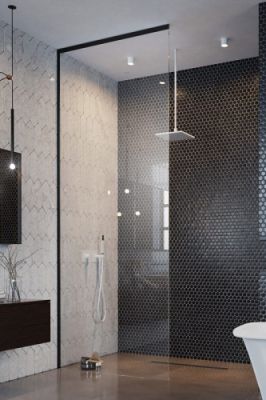 Душевая перегородка с креплением а потолок 100x250 MODO XL BLACK