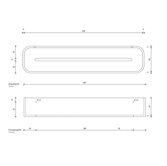 Decor Walther Stone DCT45 Душевая полочка 45x10см, подвесная, цвет: белый / хром 973954