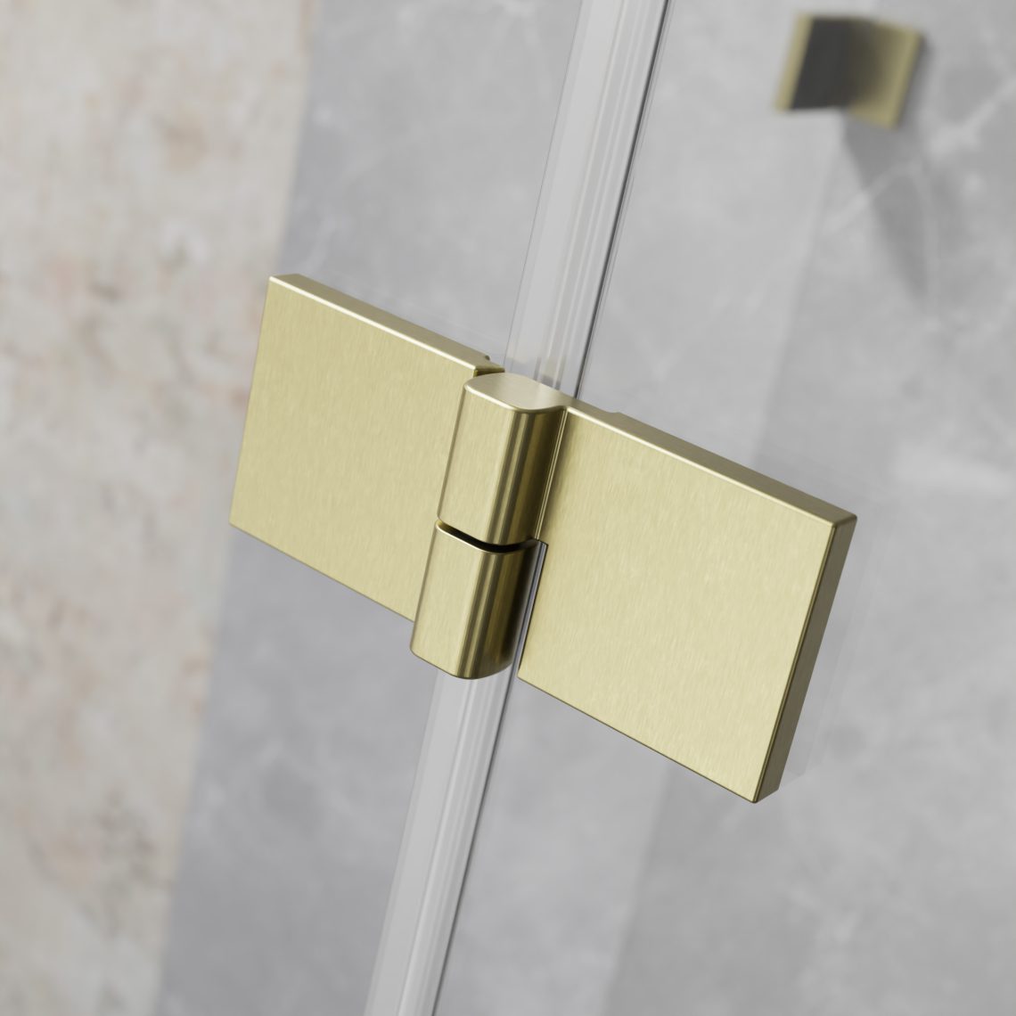 Прямоугольный душевой уголок 90X90 ESSENZA PRO BRUSHED GOLD KDJ золото брашированное