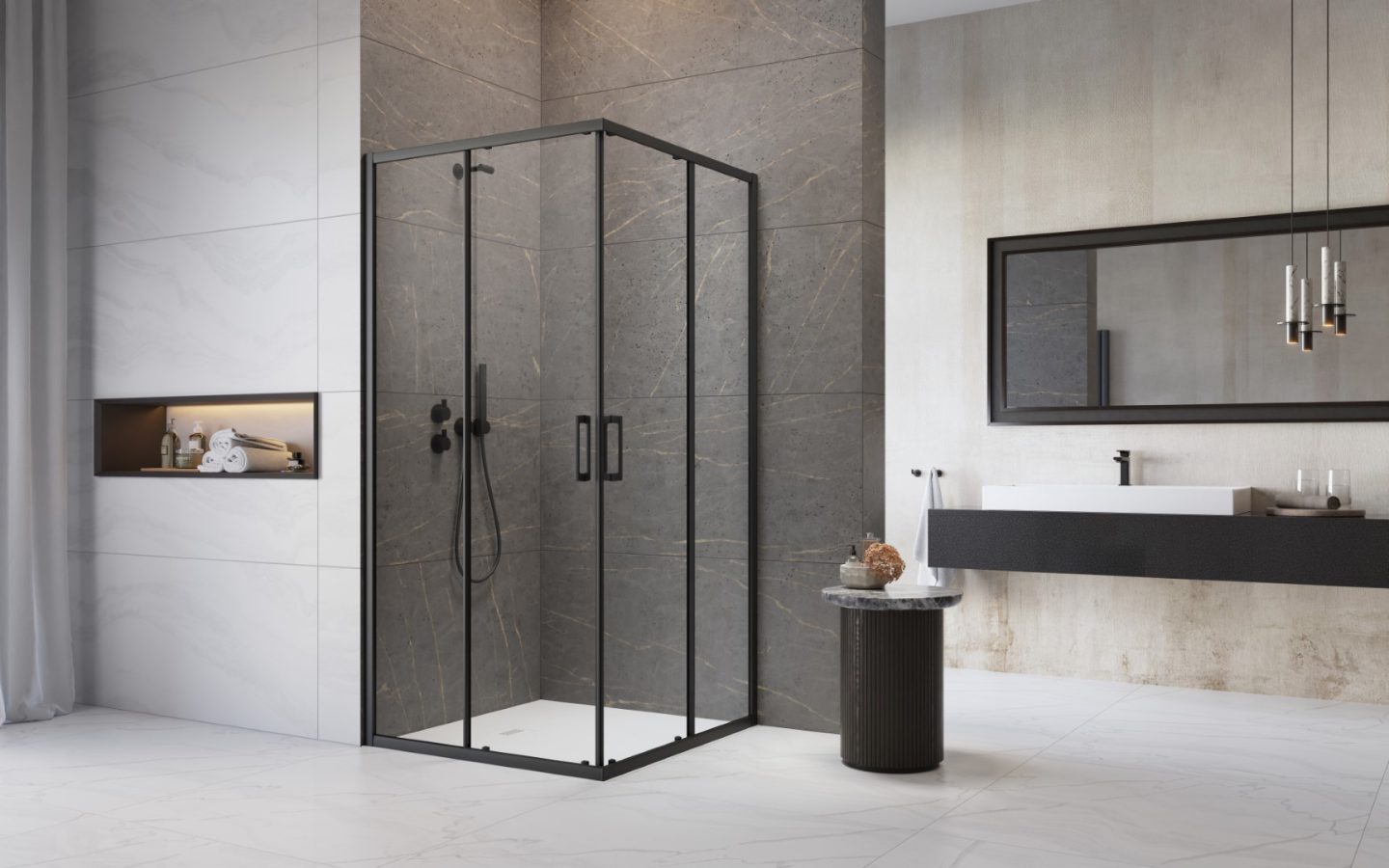 Душевой уголок 1000*80 см. раздвижные двери Radaway Premium Pro Black KDD