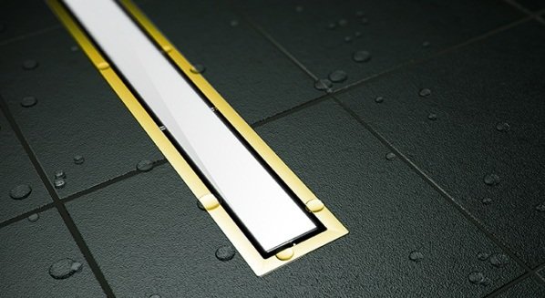 Линейный трап 850 мм. PESTAN Confluo Premium Line Gold With White Glass 13100093