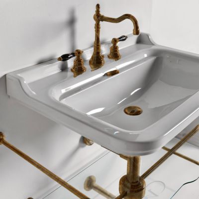9197K3br Kerasan Waldorf Металлическая структура для раковины 80см, со стеклянной полочкой, цвет бронза