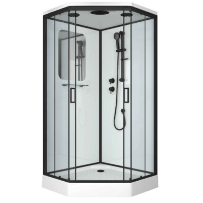 Душ.каб. NG-6902-01D BLACK (1000х1000х2200) низкий поддон (16 см) стекло тонированное,