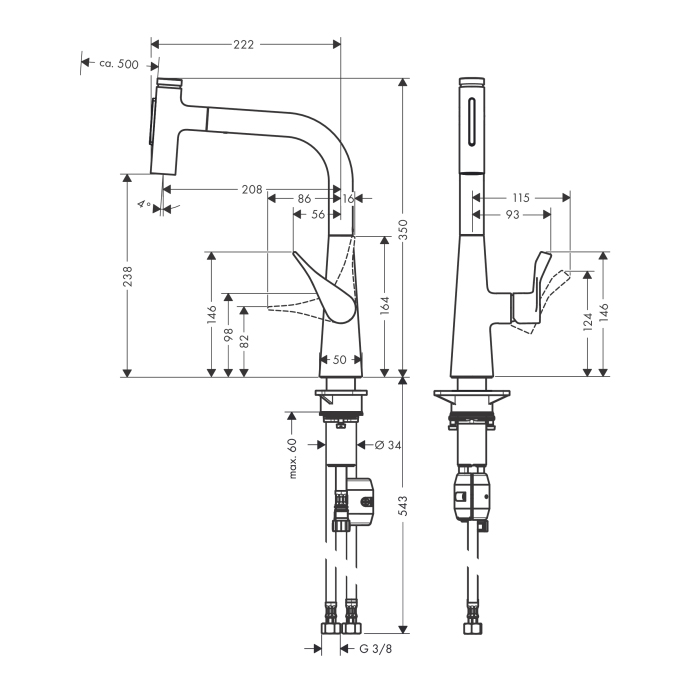 Hansgrohe Metris Select M71 Смеситель для кухни, 1 отв., цвет: хром 73822000