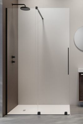 Душевая перегородка раздвижная 90 см FURO BLACK WALK-IN левая