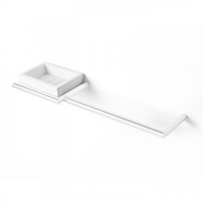 3SC Guy Полотенцедержатель и мыльница слева, подвесная, композит Solid Surface, цвет: белый матовый/белый матовый GU10SXBO