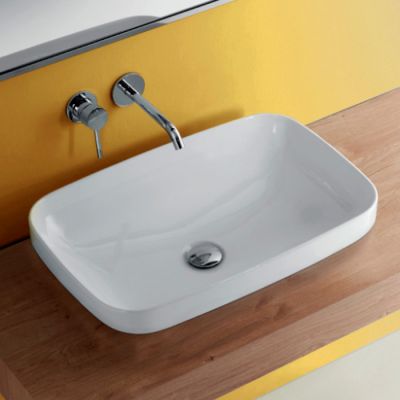 Раковина вполувстраиваемая 60x38 см Kerasan Tribeca 5514301 белая глянцевая
