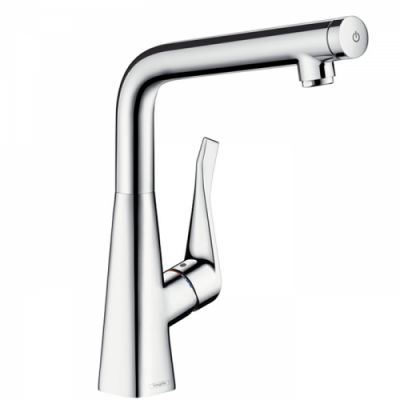 Hansgrohe Metris Select Смеситель  для кухни на 1 отв, поворотный излив, кнопка вкл/выкл воды, цвет: хром 14883000