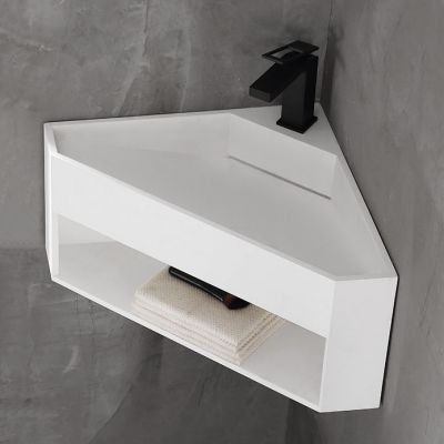 Раковина угловая ABBER Stein AS2653 подвесная из искусственного камня, белая матовая