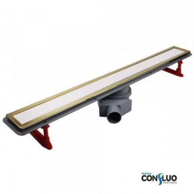 Линейный трап 850 мм. PESTAN Confluo Premium Line Gold With White Glass 13100093
