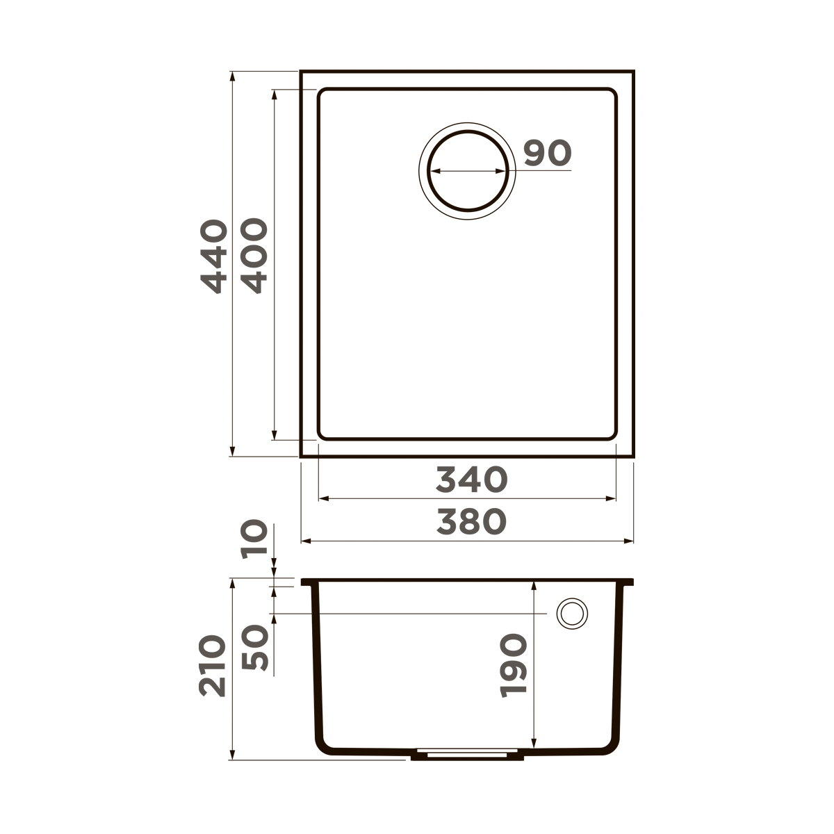 4993538 Omoikiri Bosen 38-U-GR Tetogranit/leningrad grey