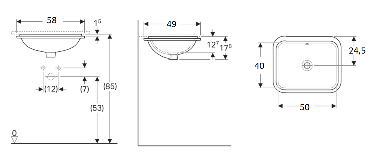 Раковина встраиваемая снизу 55x40 Geberit VariForm 500.764.01.2