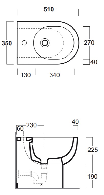 Биде напольное 51 см Simas E-Line EL04bi