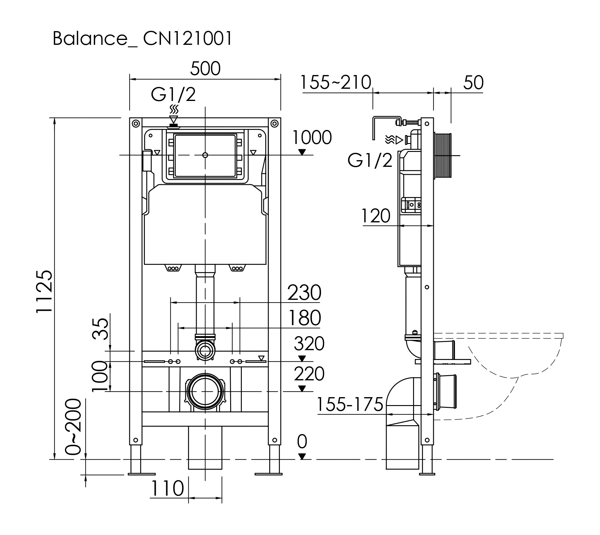 CN121001 Ceramica Nova Система инсталляции для унитазов Balance