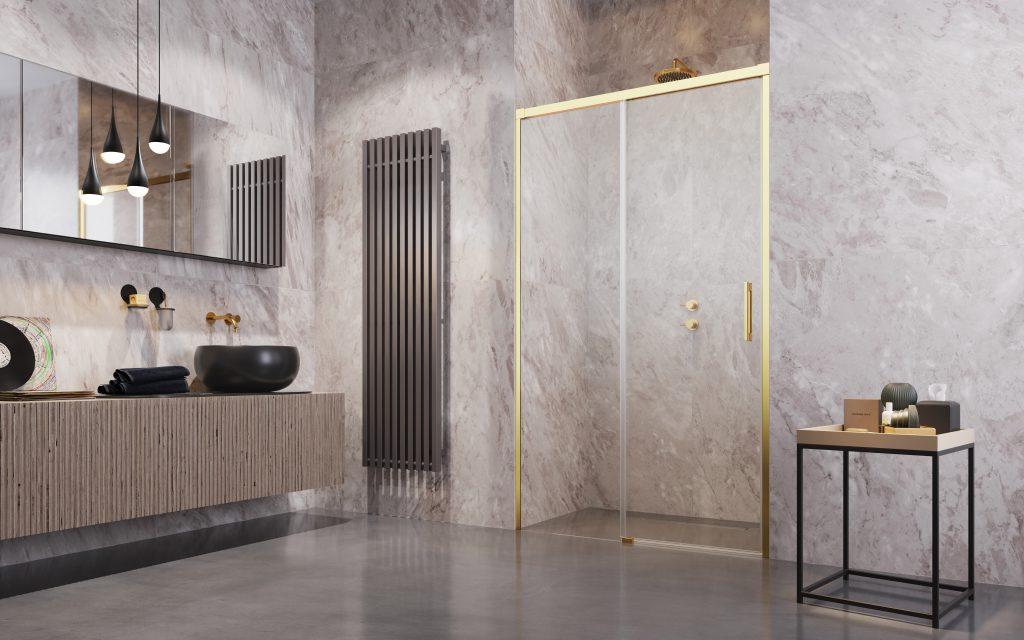 Раздвижные душевые двери 140 см IDEA Gold DWJ 387018-09-01L профиль золото