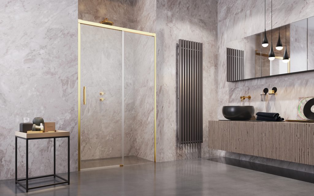Раздвижные душевые двери 200 см IDEA Gold DWD 387120-09-01 профиль золото