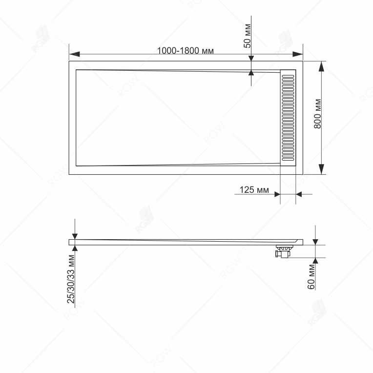 Душевой поддон 80x100 прямоугольный RGW STM-G 14202810-02