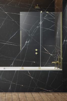 Шторка на ванну 170 см Radaway FURO BRUSHED GOLD PND II раздвижная профиль золото, правая