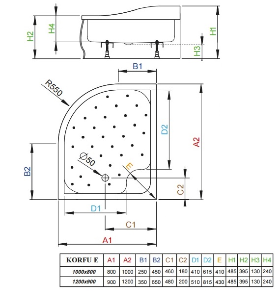 Поддон высокий 100x80 Radaway Korfu E 4E81400-03R