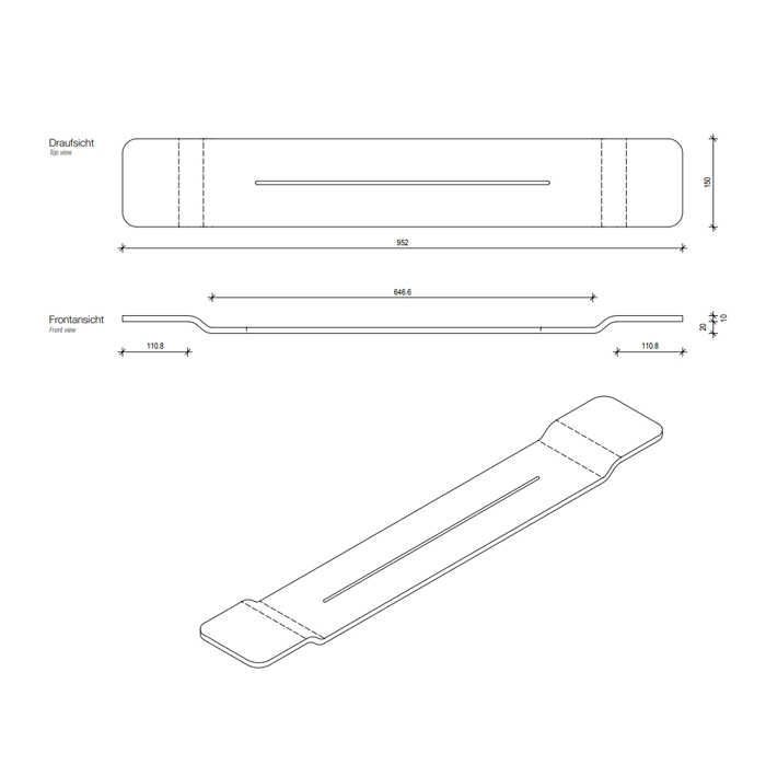 Decor Walther Stone WAN Полка для ванны 95x30см, подвесная, цвет: белый 973150