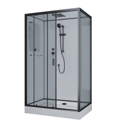 Душ.каб. NG-6912-01QR BLACK (1200х800х2100) низкий поддон (16 см) стекло тонированное,