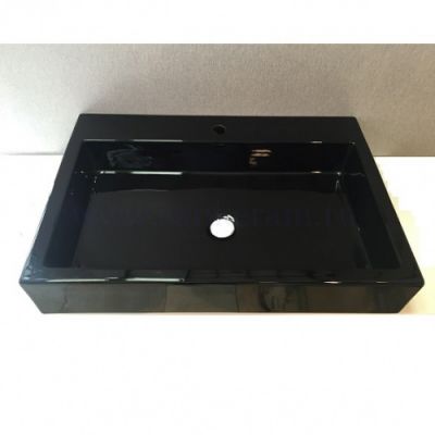 Раковина 75x51 Nicdesign 001 231 008 с 1 отверстием чёрный глянцевый