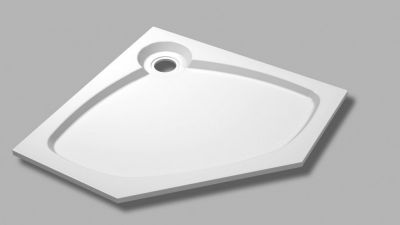 CEZARES TRAY-S-P-100-56-W Встраиваемый литой поддон из искусственного мрамора пятиугольный 1000х1000х56, белый (Bianco)