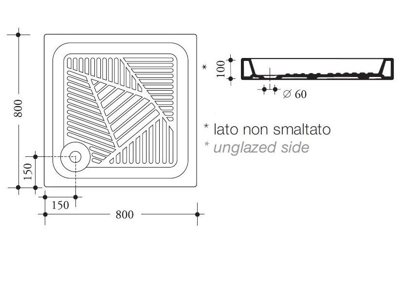 Поддон керамический 80x80 Disegno Ceramica Nemi 104