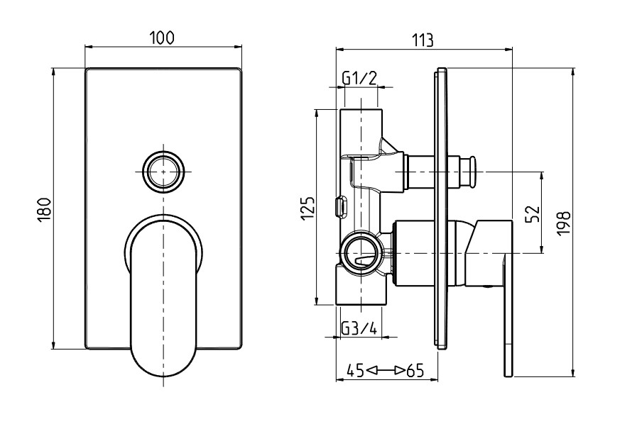 M&Z CSL02800M Castello Смеситель для ванны встраиваемый, ХРОМ