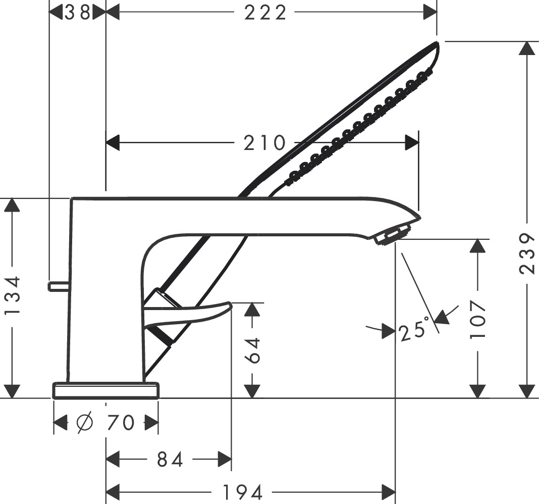 Смеситель для ванны на 3 отверстия Hansgrohe Metris 31190000