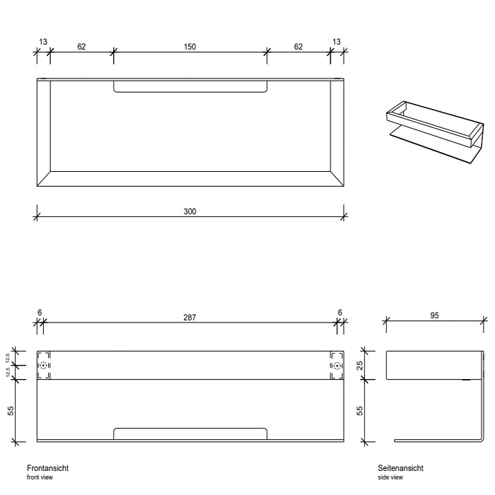 Decor Walther Contract Полочка для душа 30х9.5х8 см, цвет: полированная сталь 651570