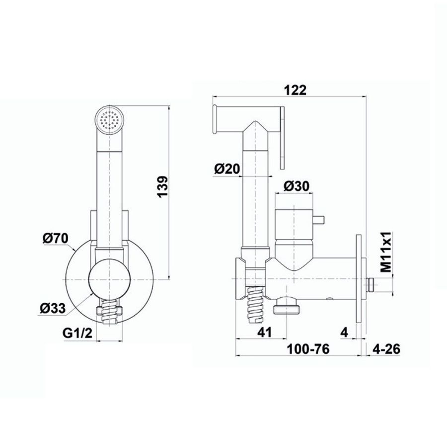 WEEI001RO/C00 Oioli Micro, гигиенический душ со смесителем, цвет хром
