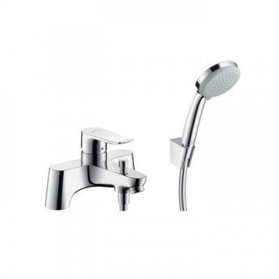 Hansgrohe Metris Смеситель на край ванны, на 2 отверстия, с переключающим вентилем и ручным душем Croma 100 Vario, цвет: хром 31422000