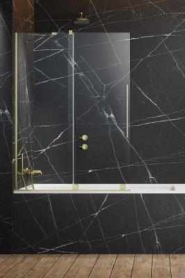 Шторка на ванну 170 см Radaway FURO BRUSHED GOLD PND II раздвижная профиль золото, левая