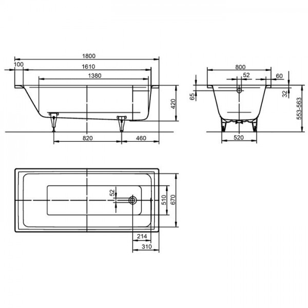 Ванна стальная 180x80 Kaldewei PURO 653 Easy-clean