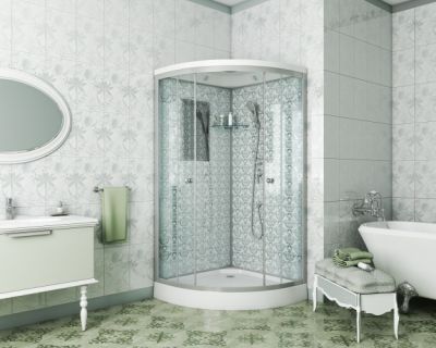 Душ.каб. NG-7701W (900x900х2100) низкий поддон (15см) стенки белые