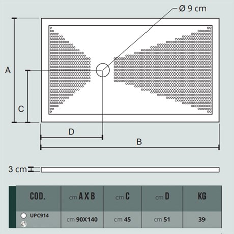 UPC914 / UPCM914 Althea душевой поддон 90х140, 3 см