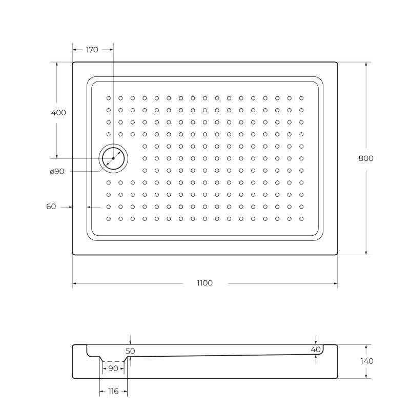 Cezares TRAY-A-AH-110/80-15-W Акриловый поддон 80x110