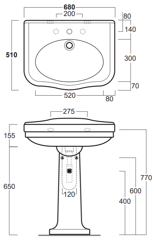 Раковина подвесная 68x51 Simas Londra LO924bi*3