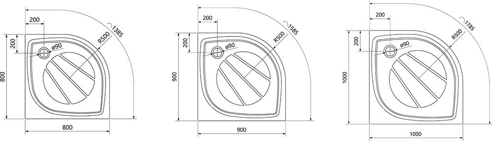 XA237701010WM Душевой поддон из литого камня 90x90 Ravak  ELIPSO PRO-90 белый матовый