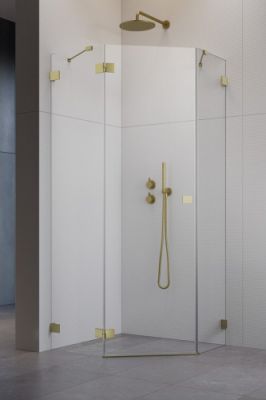 Прямоугольный душевой уголок 100X100 ESSENZA PRO BRUSHED GOLD PTJ золото брашированное