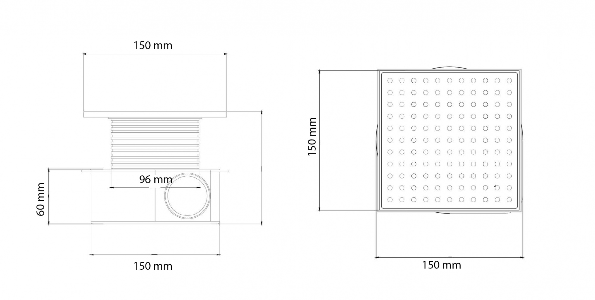 Душевой трап SMART DESIGN 15x15 cm, брашированное золото 984-15-MG